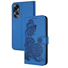 Handytasche Stand Schutzhülle Flip Leder Hülle Blumen Y01X für Oppo A18 Blau