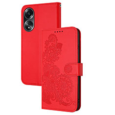 Handytasche Stand Schutzhülle Flip Leder Hülle Blumen Y01X für Oppo A18 Rot