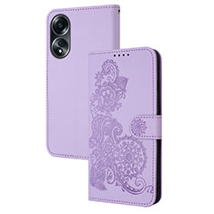 Handytasche Stand Schutzhülle Flip Leder Hülle Blumen Y01X für Oppo A18 Violett