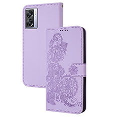 Handytasche Stand Schutzhülle Flip Leder Hülle Blumen Y01X für Oppo A57 5G Violett