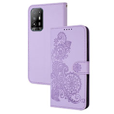 Handytasche Stand Schutzhülle Flip Leder Hülle Blumen Y01X für Oppo A94 5G Violett