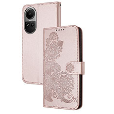 Handytasche Stand Schutzhülle Flip Leder Hülle Blumen Y01X für Oppo Reno10 5G Rosegold