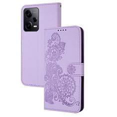 Handytasche Stand Schutzhülle Flip Leder Hülle Blumen Y01X für Xiaomi Redmi Note 12 Pro 5G Violett