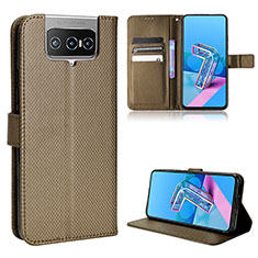 Handytasche Stand Schutzhülle Flip Leder Hülle BY1 für Asus ZenFone 8 Flip ZS672KS Braun