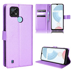 Handytasche Stand Schutzhülle Flip Leder Hülle BY1 für Realme C21 Violett