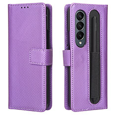 Handytasche Stand Schutzhülle Flip Leder Hülle BY1 für Samsung Galaxy Z Fold3 5G Violett