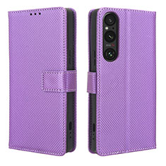 Handytasche Stand Schutzhülle Flip Leder Hülle BY1 für Sony Xperia 1 V Violett