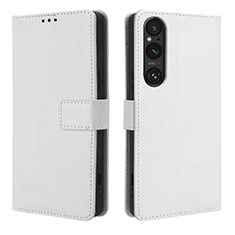 Handytasche Stand Schutzhülle Flip Leder Hülle BY1 für Sony Xperia 1 V Weiß