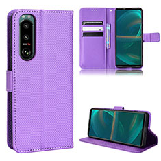 Handytasche Stand Schutzhülle Flip Leder Hülle BY1 für Sony Xperia 5 III Violett