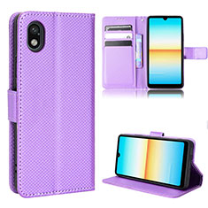 Handytasche Stand Schutzhülle Flip Leder Hülle BY1 für Sony Xperia Ace III SOG08 Violett