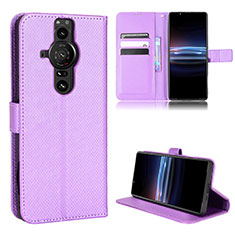 Handytasche Stand Schutzhülle Flip Leder Hülle BY1 für Sony Xperia PRO-I Violett