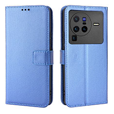 Handytasche Stand Schutzhülle Flip Leder Hülle BY1 für Vivo X80 Pro 5G Blau