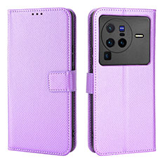 Handytasche Stand Schutzhülle Flip Leder Hülle BY1 für Vivo X80 Pro 5G Violett