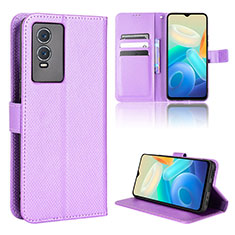 Handytasche Stand Schutzhülle Flip Leder Hülle BY1 für Vivo Y76s 5G Violett