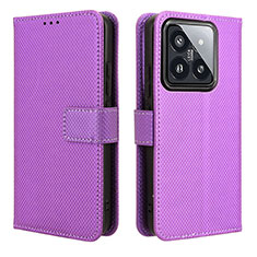 Handytasche Stand Schutzhülle Flip Leder Hülle BY1 für Xiaomi Mi 14 Pro 5G Violett