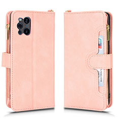 Handytasche Stand Schutzhülle Flip Leder Hülle BY2 für Oppo Find X3 Pro 5G Rosegold