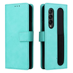 Handytasche Stand Schutzhülle Flip Leder Hülle BY2 für Samsung Galaxy Z Fold3 5G Cyan