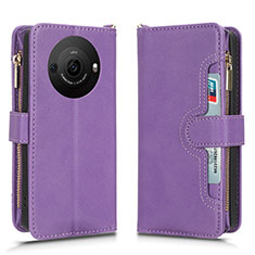 Handytasche Stand Schutzhülle Flip Leder Hülle BY2 für Sharp Aquos R8 Pro Violett