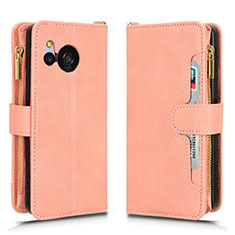 Handytasche Stand Schutzhülle Flip Leder Hülle BY2 für Sharp Aquos Sense8 Rosegold