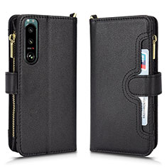 Handytasche Stand Schutzhülle Flip Leder Hülle BY2 für Sony Xperia 5 III Schwarz