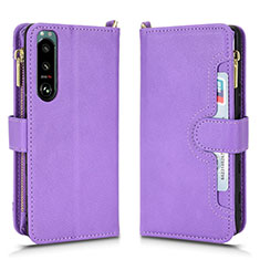 Handytasche Stand Schutzhülle Flip Leder Hülle BY2 für Sony Xperia 5 III SO-53B Violett