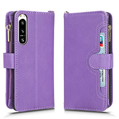 Handytasche Stand Schutzhülle Flip Leder Hülle BY2 für Sony Xperia 5 IV Violett