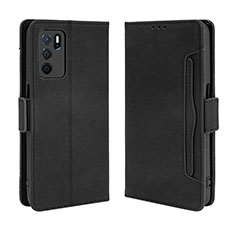 Handytasche Stand Schutzhülle Flip Leder Hülle BY3 für Oppo A16 Schwarz