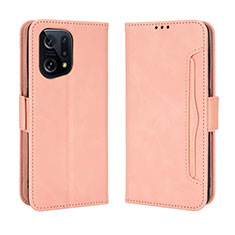 Handytasche Stand Schutzhülle Flip Leder Hülle BY3 für Oppo Find X5 5G Rosa