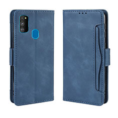 Handytasche Stand Schutzhülle Flip Leder Hülle BY3 für Samsung Galaxy M21 Blau