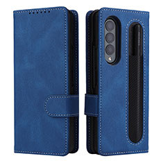 Handytasche Stand Schutzhülle Flip Leder Hülle BY3 für Samsung Galaxy Z Fold3 5G Blau