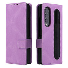 Handytasche Stand Schutzhülle Flip Leder Hülle BY3 für Samsung Galaxy Z Fold3 5G Violett