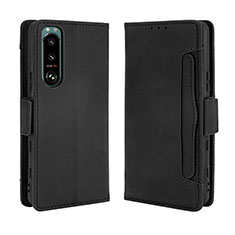 Handytasche Stand Schutzhülle Flip Leder Hülle BY3 für Sony Xperia 5 III SO-53B Schwarz