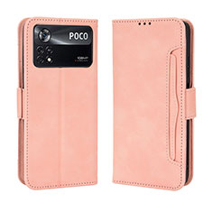 Handytasche Stand Schutzhülle Flip Leder Hülle BY3 für Xiaomi Poco M4 Pro 4G Rosa