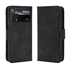 Handytasche Stand Schutzhülle Flip Leder Hülle BY3 für Xiaomi Poco M4 Pro 4G Schwarz