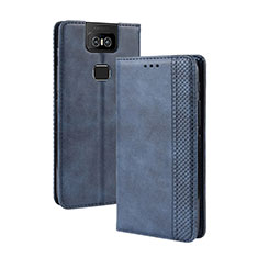 Handytasche Stand Schutzhülle Flip Leder Hülle BY4 für Asus Zenfone 6 ZS630KL Blau