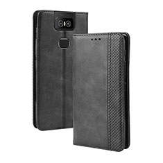 Handytasche Stand Schutzhülle Flip Leder Hülle BY4 für Asus Zenfone 6 ZS630KL Schwarz