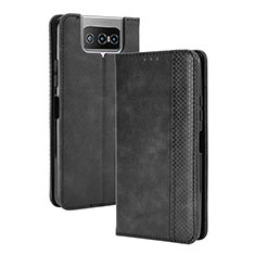 Handytasche Stand Schutzhülle Flip Leder Hülle BY4 für Asus Zenfone 7 Pro ZS671KS Schwarz