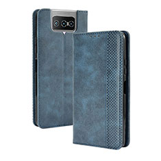 Handytasche Stand Schutzhülle Flip Leder Hülle BY4 für Asus ZenFone 8 Flip ZS672KS Blau