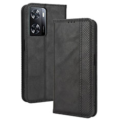 Handytasche Stand Schutzhülle Flip Leder Hülle BY4 für Oppo A57s Schwarz