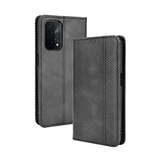 Handytasche Stand Schutzhülle Flip Leder Hülle BY4 für Oppo A74 5G Schwarz