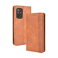 Handytasche Stand Schutzhülle Flip Leder Hülle BY4 für Oppo A94 5G Braun