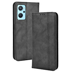 Handytasche Stand Schutzhülle Flip Leder Hülle BY4 für Oppo A96 4G Schwarz