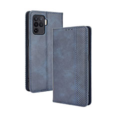 Handytasche Stand Schutzhülle Flip Leder Hülle BY4 für Oppo F19 Pro Blau