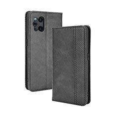 Handytasche Stand Schutzhülle Flip Leder Hülle BY4 für Oppo Find X3 5G Schwarz