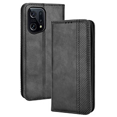 Handytasche Stand Schutzhülle Flip Leder Hülle BY4 für Oppo Find X5 5G Schwarz