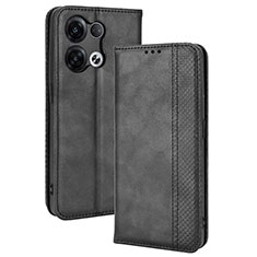 Handytasche Stand Schutzhülle Flip Leder Hülle BY4 für Oppo Reno8 Pro 5G Schwarz