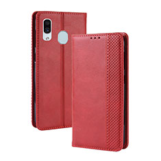 Handytasche Stand Schutzhülle Flip Leder Hülle BY4 für Samsung Galaxy A20 Rot