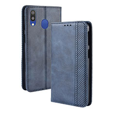 Handytasche Stand Schutzhülle Flip Leder Hülle BY4 für Samsung Galaxy M20 Blau