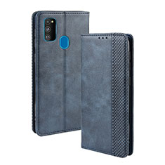 Handytasche Stand Schutzhülle Flip Leder Hülle BY4 für Samsung Galaxy M21 Blau