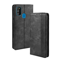 Handytasche Stand Schutzhülle Flip Leder Hülle BY4 für Samsung Galaxy M21 Schwarz